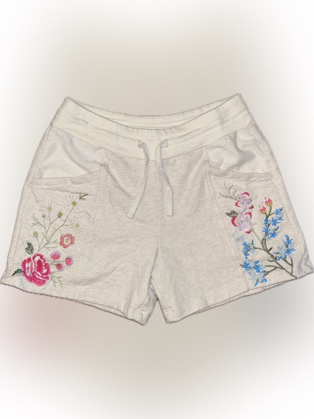 JW LosAngeles Johnny Was Catalina French Terry Cotton Embroidered Boho Shorts XS - Picture 6 of 15